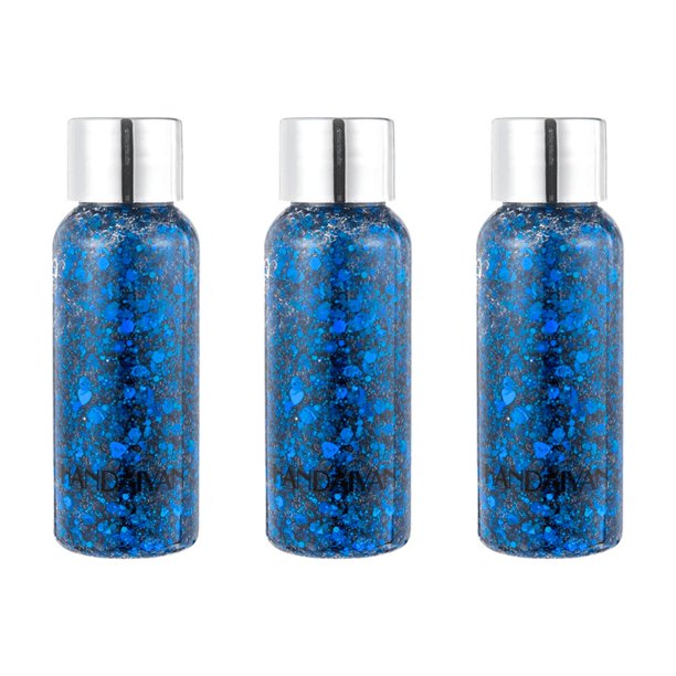 3 Pzs Body Glitter Maquillaje Cabello Cuerpo Brillos Colores