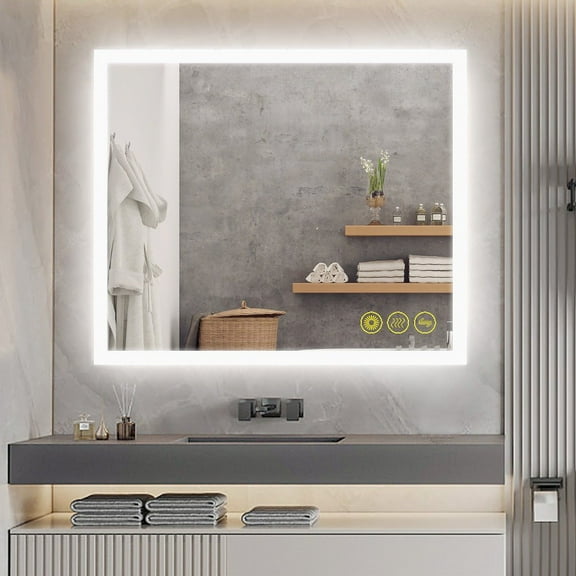 Brio Lighting SmartGlow 30x36" Rectangular Dimmable LED Frameless Anti-Fog Bathroom Vanity Mirror - Clear