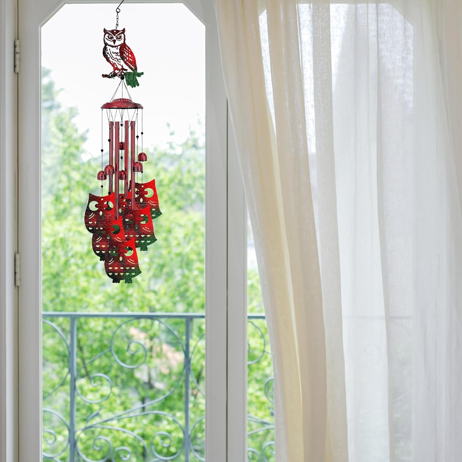Memorial Wind Chimes Color Owl Wind Chimes for Outside Wind Bell Sympathy Gifts for Loss of Loved One Home Garden Patio Outdoor Porch Yard Beach Terrace Hanging Decoration 35in
