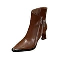 thumbnail image 2 of PiGOGI Women's Pointed Toe Short Boots French Slim Heel Hollow Out High Heels Fashionable Casual Boots for Women Brown 39, 2 of 6