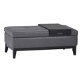 thumbnail image 1 of Oregon 42"W Rectangle Storage Ottoman Bench with Tray in Stone Gray Faux Leather, 1 of 9