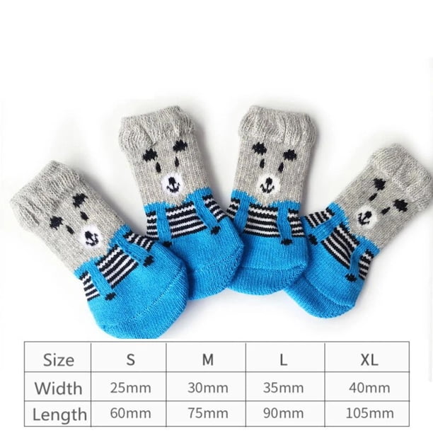 Calcetines antideslizantes con estampado para mascotas, calcetines bonitos para perros, gatos y cachorros, Protector de patas, productos para razas pequeñas, Spitz, York, Chihuahua, 4 piezas