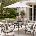thumbnail image 4 of Round Outdoor Tablecloth with Umbrella Hole and Zipper, Black Grey Ombre Fitted Table Cover with Elastic Edge for 31-35 Inch, Vintage Abstract Smear Aesthetics Waterproof Patio Tablecoths for Picnic, 4 of 9