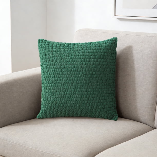 Funda de cojín de pana de invierno de 45 x 45 cm | Funda de cojín decorativa bohemia para sofá, dormitorio, salón | Cremallera oculta en gris, naranja y azul marino