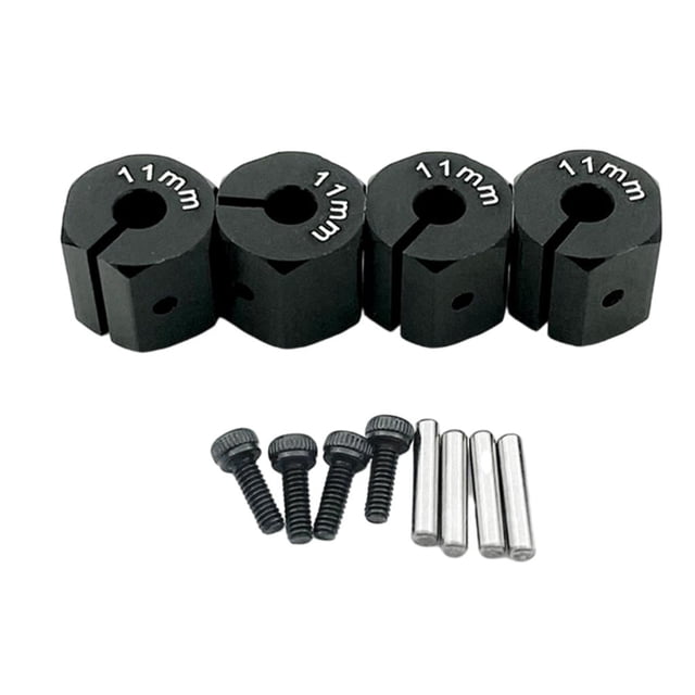 4 piezas 1/10 bujes de rueda hexagonales piezas de mejora para SCX10 CC01 RC coche de carreras todoterreno 11 mm negro perfke Adaptador hexagonal para cubo de rueda