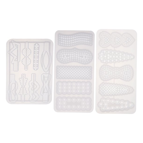 EeaseMX Molde de silicona para pinzas de pelo, 3 piezas, práctico, para fundición de pasadores de epoxi, molde DIY