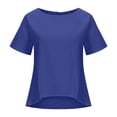 thumbnail image 5 of MEICHEN Cotton and Linen Pure Color Irregular Bottom Short Sleeved T Shirt Summer Fashion Clothing for Women, 5 of 5