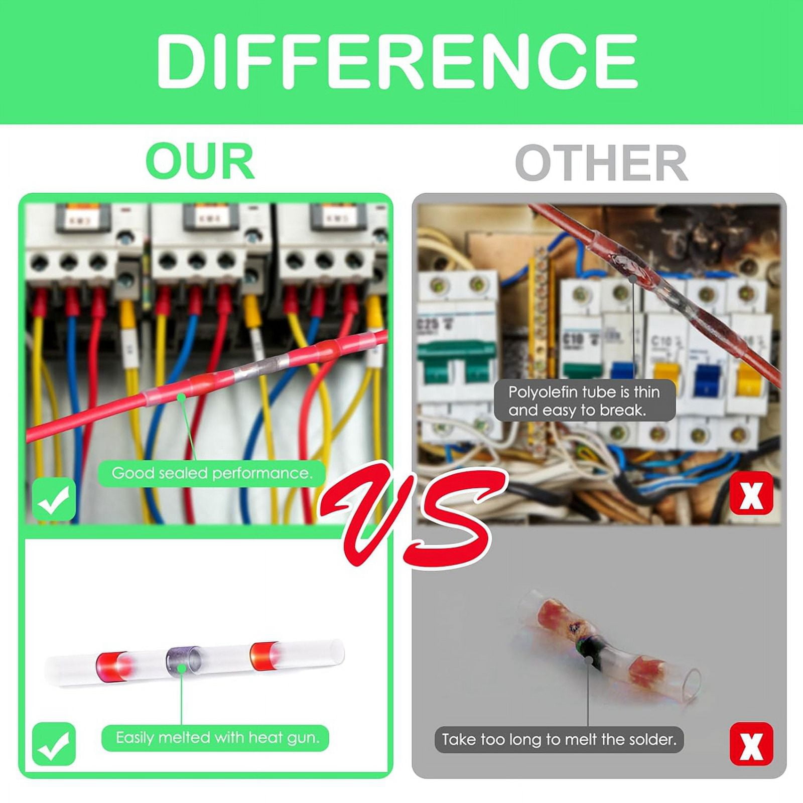 800pcs Solder Connectors with Heat Shrink Waterproof Electrical Docking Joints for Sealing Wire Connections Terminal