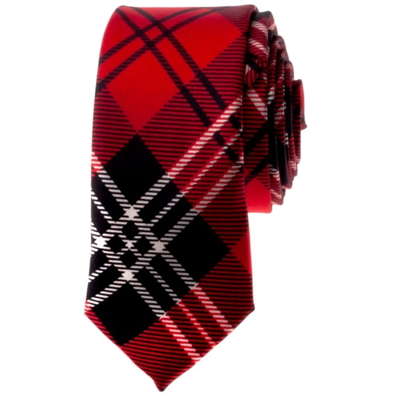 Toptie Unisex Black and Red Plaid Skinny 2" inch Necktie