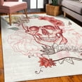 thumbnail image 3 of Grunge Decorative Rug, Skull and Flowers Day of the Dead Mexican Traditional Celebration Symbolic Art, Quality Carpet for Bedroom Dorm and Living Room, 6 Sizes, Coral Cream, by Ambesonne, 3 of 4
