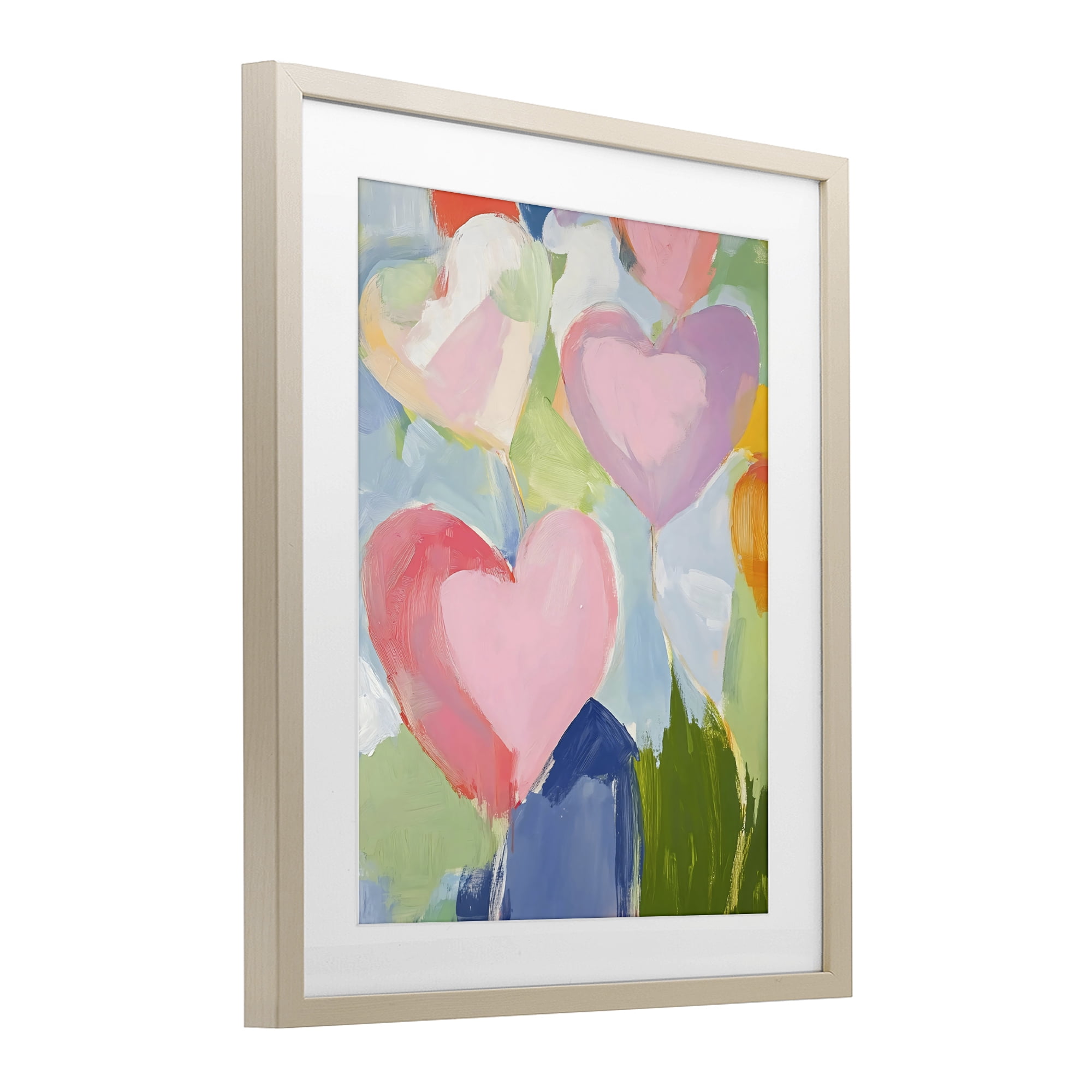 Stupell Industries Pink Hearts Abstraction Birch Framed Print Under Glass, design by The Prints Vibe