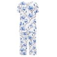 thumbnail image 3 of Qiopertar Liquidation à Moins de 5$ Blouse Décontractée à Col Rond Manches Courtes Mode Pantalon Ensemble de Pyjama Grandes Économies de Vacances!, 3 of 4