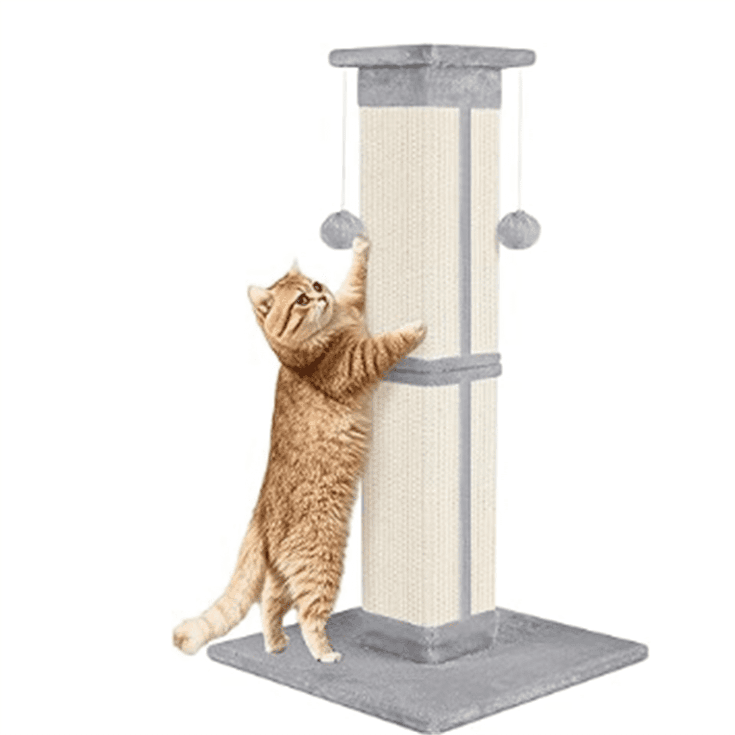 Cat Scratching Post 33 inch for Indoor Cats, High Cat Scratch Post Grey, Cat Tree for Full-Body Stretching, Protect Your Furniture