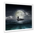 thumbnail image 2 of The Lake During Full Moon With Fisher Boat 36 in x 36 in Framed Photography Canvas Art Print, by Designart, 2 of 4