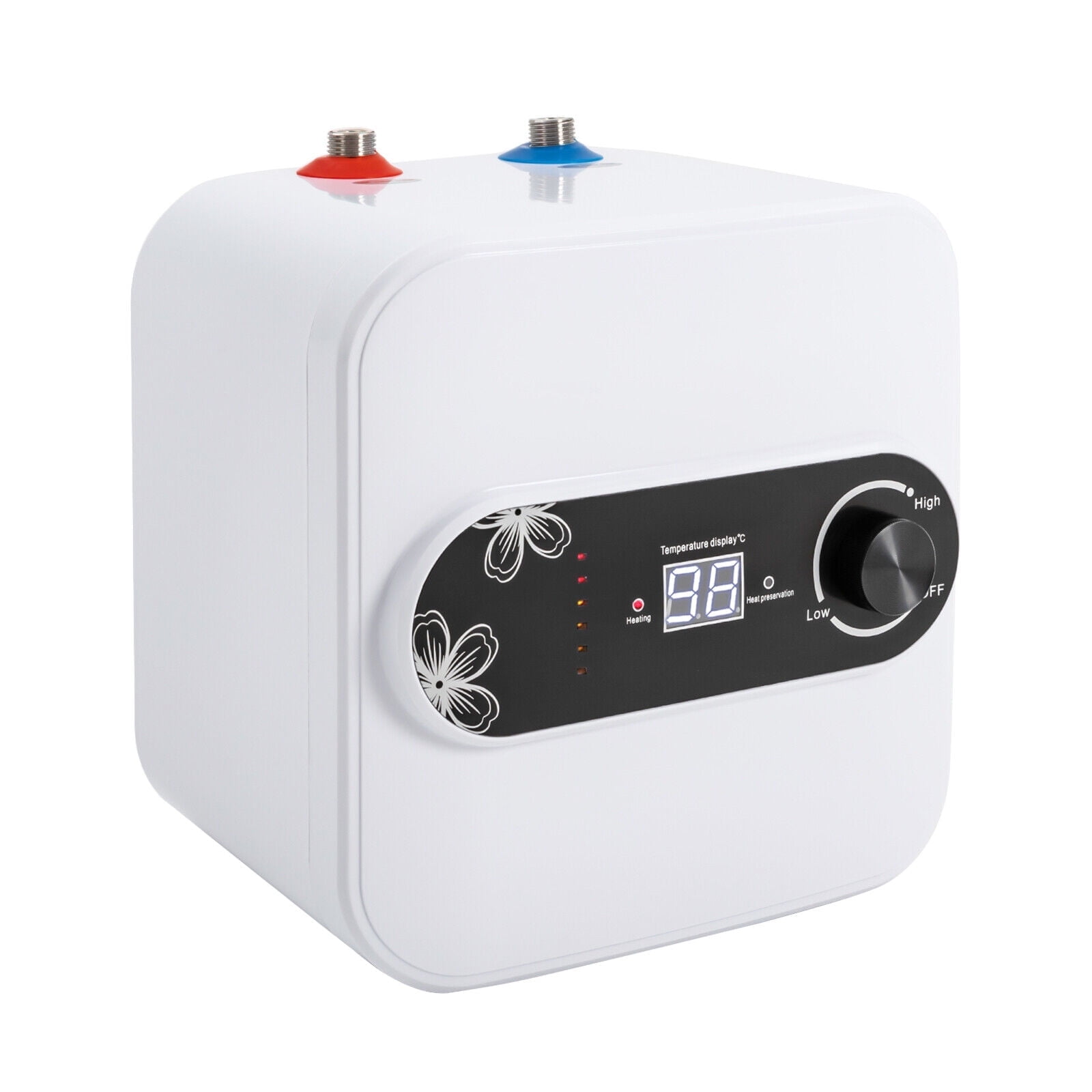 2.1gal RV Trailer Kitchen Electric Mini-Tank Water Heater Under Sink Counter,White,Top Water Inlet 1.5KW