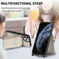 thumbnail image 3 of Compatible with iPhone 11 Pro Max Case Wallet, with Credit Card Holder Zipper Pocket Crossbody Strap Heart Pattern PU Leather Magnetic Clasp Kickstand Heavy Duty Protective Flip Cover, Gray, 3 of 12
