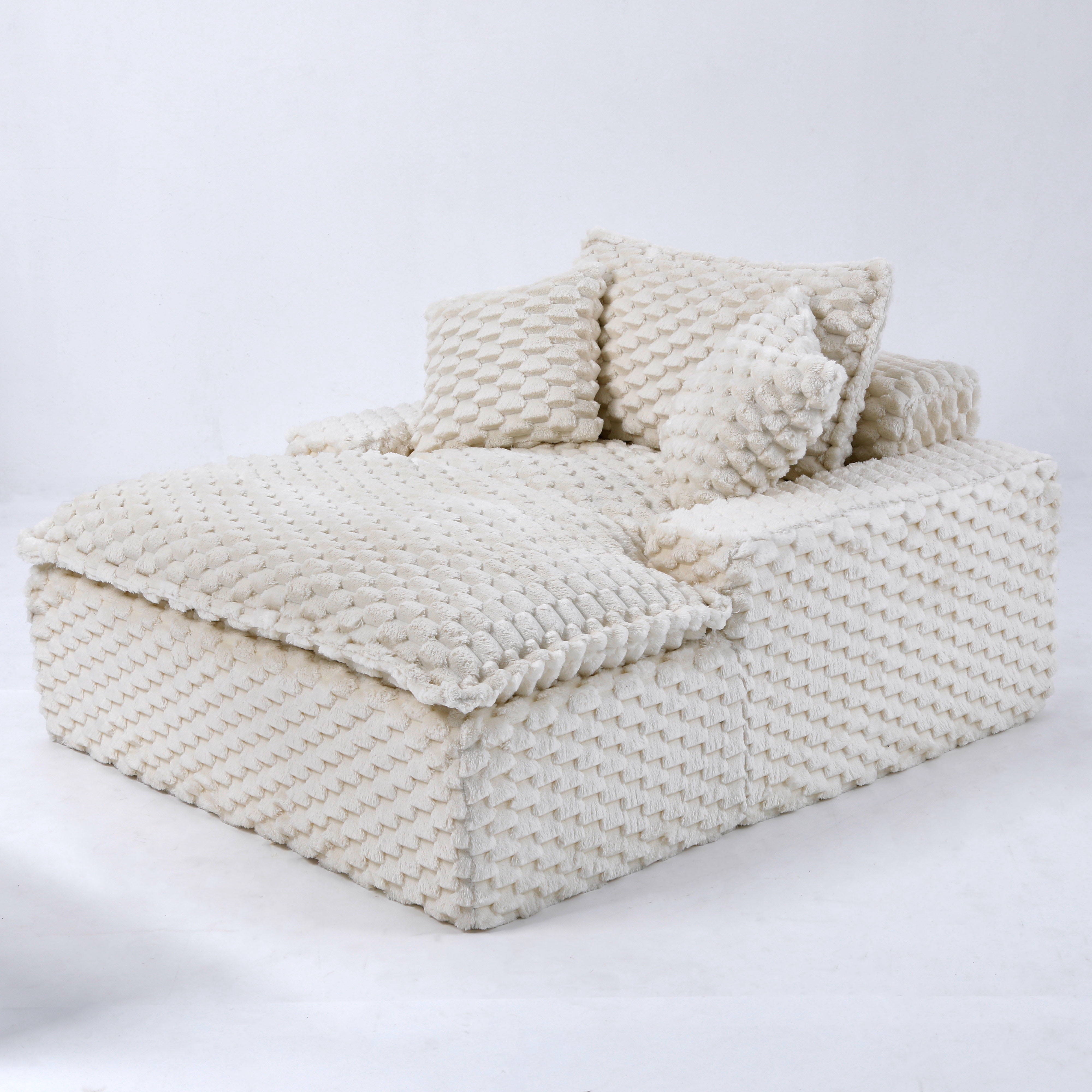 Gewnee 51 Inch Single Sofa,Extra-Wide Seats and Armrests,Two Pillows and One Backrest,Suitable for Bedrooms and Living Rooms.White