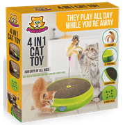 Pokeboo - As Seen on TV - 4 in 1 Interactive Cat Toy, Feather Spring, Circle Ball Track, Mouse Holes, Scratch Pad - Replaceable, for Cats Exercise and Stimulation of All Ages