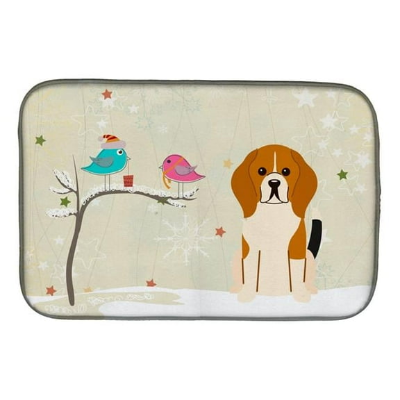 Christmas Presents between Friends Beagle Tricolor Dish Drying Mat