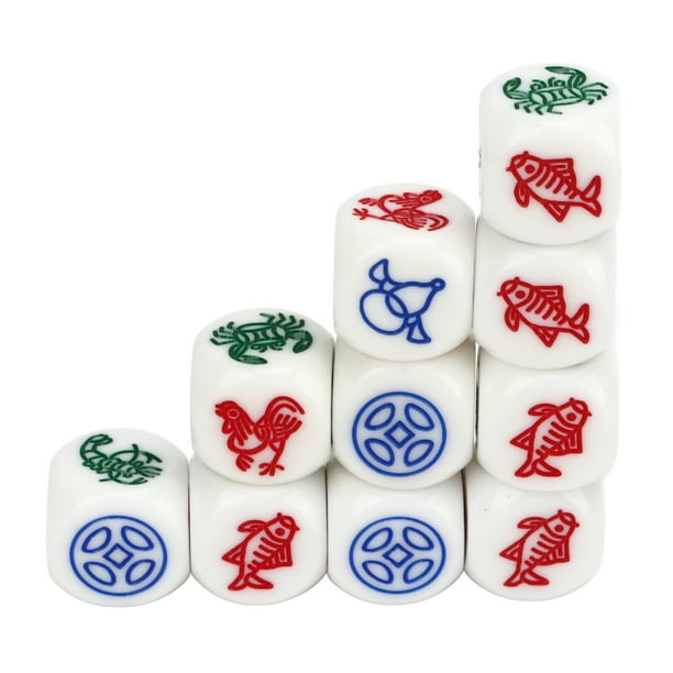Dados, 10 piezas de dados blancos de 14 mm, dados laterales, juego de dados de plástico, apariencia llamativa