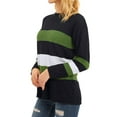 thumbnail image 5 of HUBERY Women Colorblock Stripe Crew Neck Long Sleeve Sweater, 5 of 8