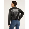 thumbnail image 4 of Sofia Jeans Women's Faux Leather Stitch Moto Jacket, Sizes XS-XXL, 4 of 5