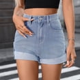 thumbnail image 2 of BUIGTTKLOP Jeans Shorts for Women High Waisted Denim Shorts Folded Hem Stretchy Slim Fitted Summer Shorts, 2 of 6