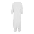thumbnail image 5 of Wiyuqeen Two Piece Cotton Outfits for Women High Low Hem 3/4 Sleeve Blouse with Pants Sets Solid Plain Matching Clothes Sets Ladies Loose Fit Loungewear, 5 of 6