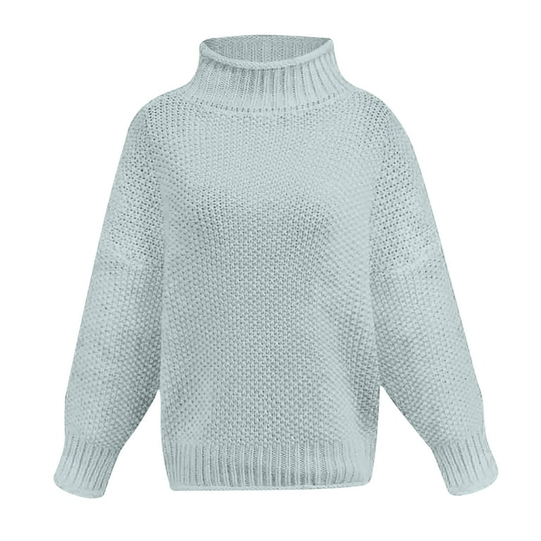 JGGSPWM Solid Waffle Knit Sweaters for Women Trendy Pullover Turtleneck  Long Sleeve Jumper Tops Ugly Christmas Sweater Dress Mint Green S -  Walmart.com