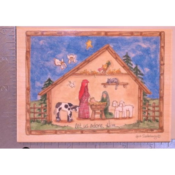 Stamps Happen Rubber Stamp - Let Us Adore Him Nativity Theme