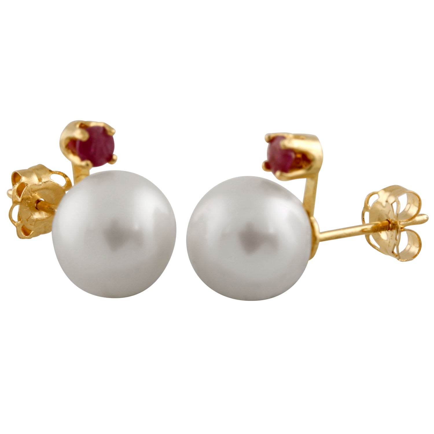 14K Yellow Gold 6mm AAA Quality Freshwater Cultured Pearl Stud Earrings 