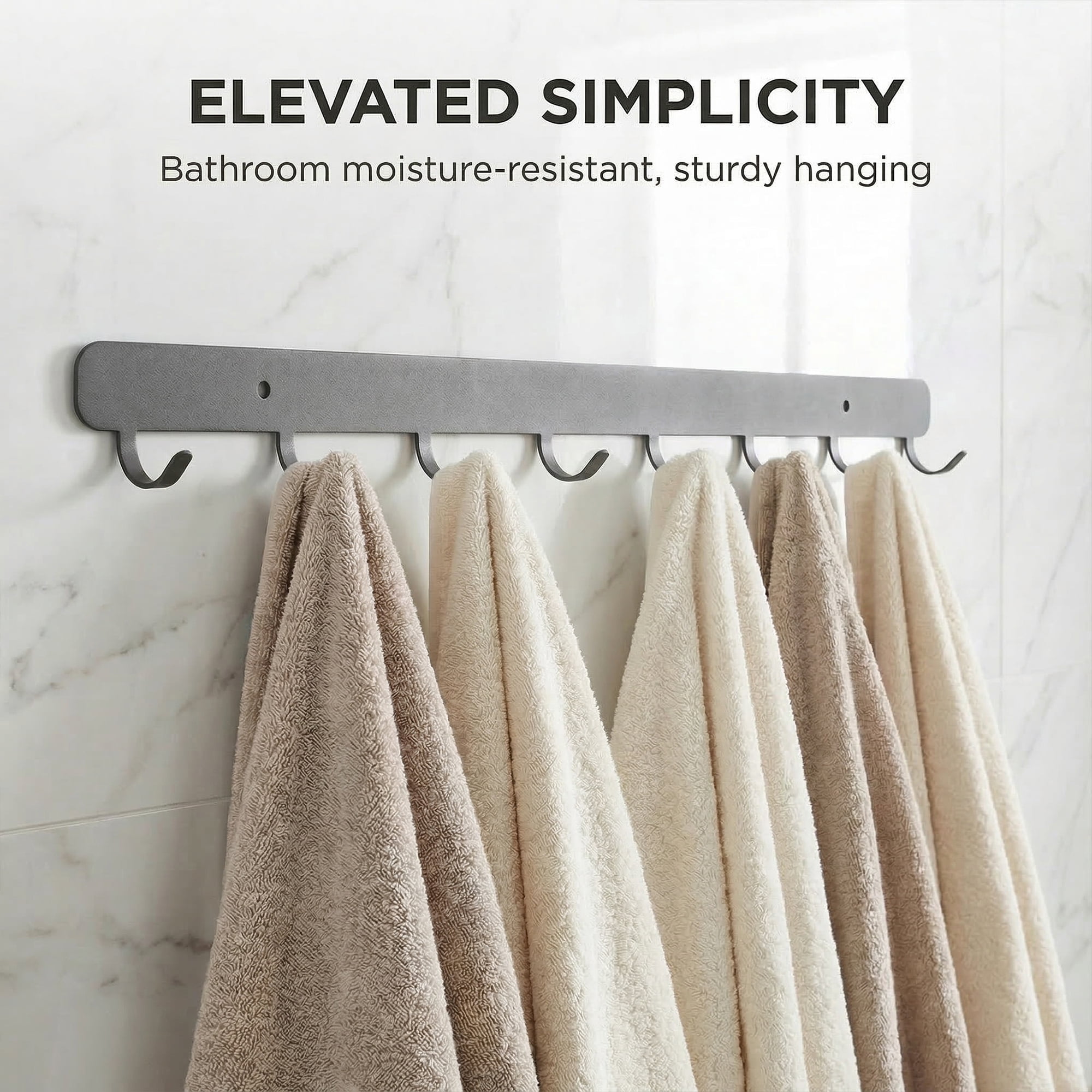 Unique Bargains Coat Rack Wall Mount Metal 8 Hooks Hat Rack for Entryway Bathroom Gray