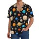 thumbnail image 1 of Balery Planets In Deep Space Camisa Casual de Manga Corta con Botones para Hombre, Texturizada, Estilo Cubano, para Playa, Verano-Small, 1 of 5