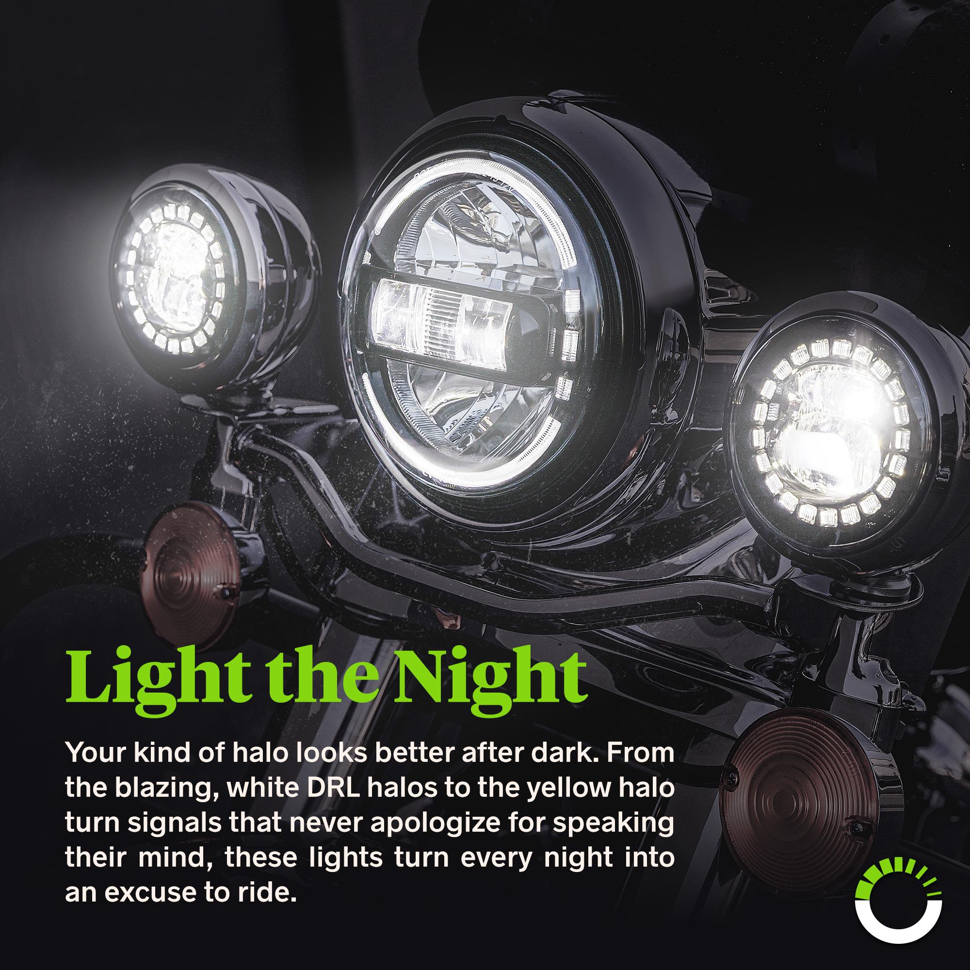Chrome 4.5" Halo LED Fog/Passing Lamps With Turn Signal For Harley Davidson