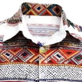 thumbnail image 6 of GUZOM Mens Short Sleeve Shirt White, Boho Feather & Ethnic Print Button Down, Relaxed Fit Breathable Vacation Beach Shirt,Size 2XL, 6 of 7