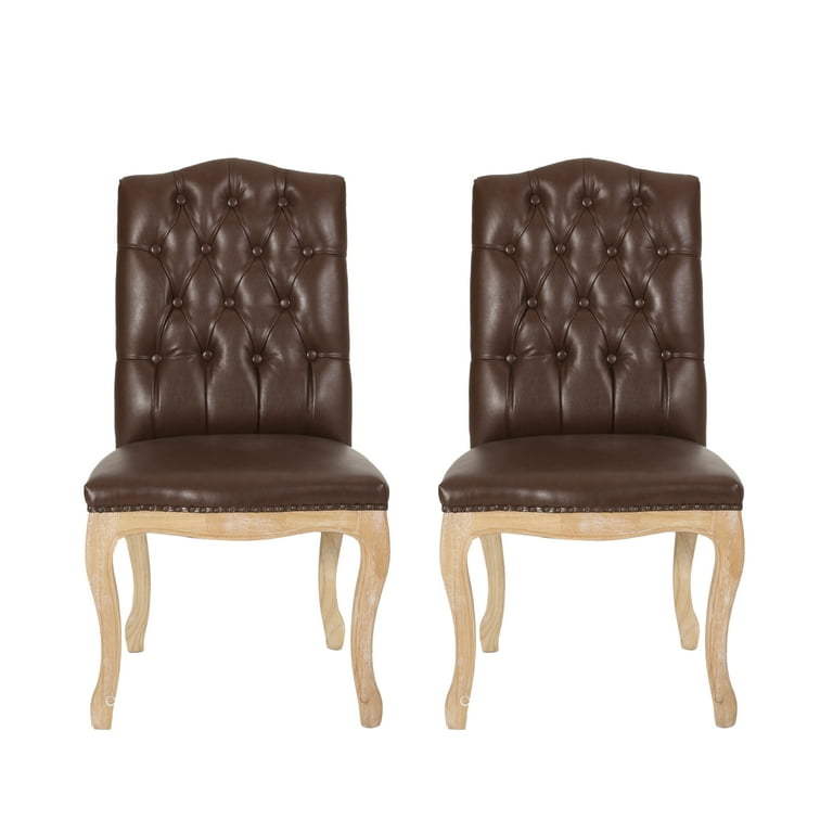 Cello Contemporary Faux Leather Dining Chairs Set of 2 Dark