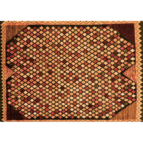 Ahgly Company Indoor Rectangle Abstract Orange Modern Area Rugs, 6' x 9'