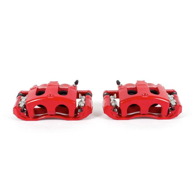 Power Stop Front Pair of Red Powder Coated Calipers S4994
