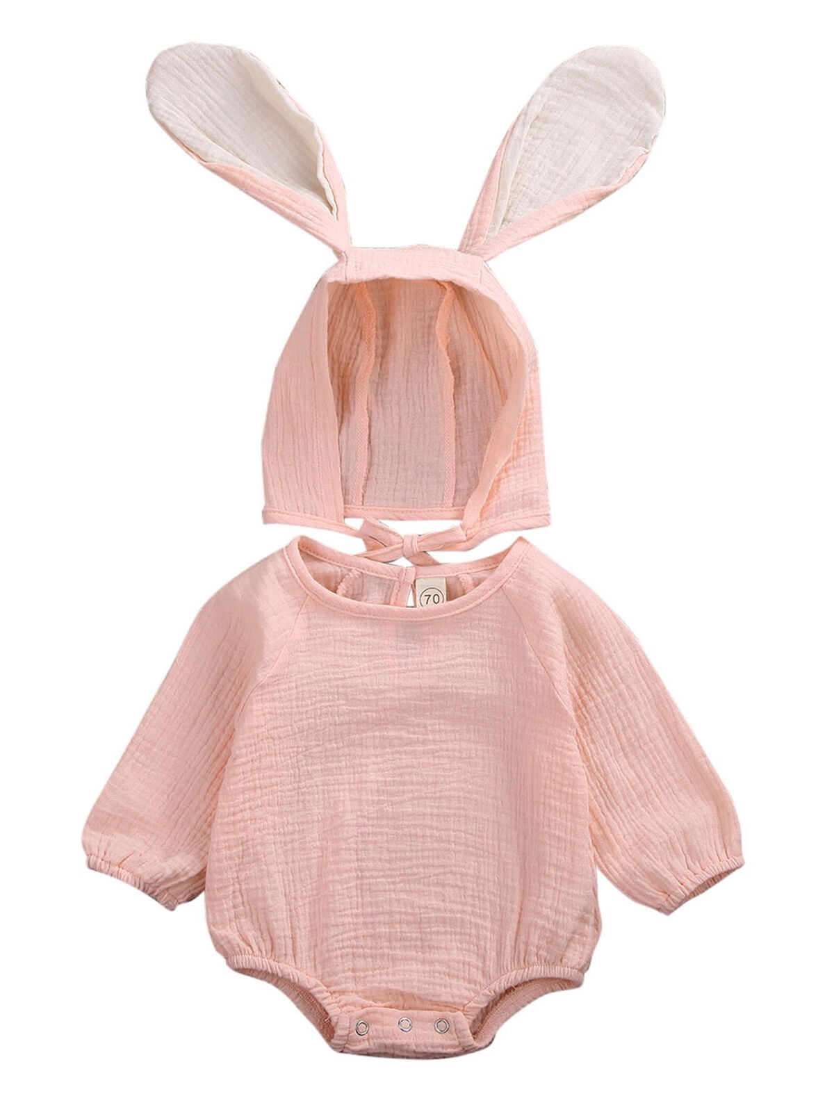 Baby Girl My First Easter Romper Newborn Girl Strip Bodysuits Rabbit Onesies Long Sleeves Jumpsuits Hat