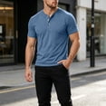 thumbnail image 6 of Men'S Solid Color Henley Neck Short Sleeve T Shirt Lightweight Breathable Casual Tops For Summer Daily Wear And Commute,Light Blue,XXL, 6 of 6