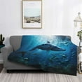 thumbnail image 2 of Yiaed Ocean Dolphin Fish School Print Blanket Throw Blanket Soft Cozy Flannel Blanket for Home Bed Sofa Couch Chair-50"x40", 2 of 6