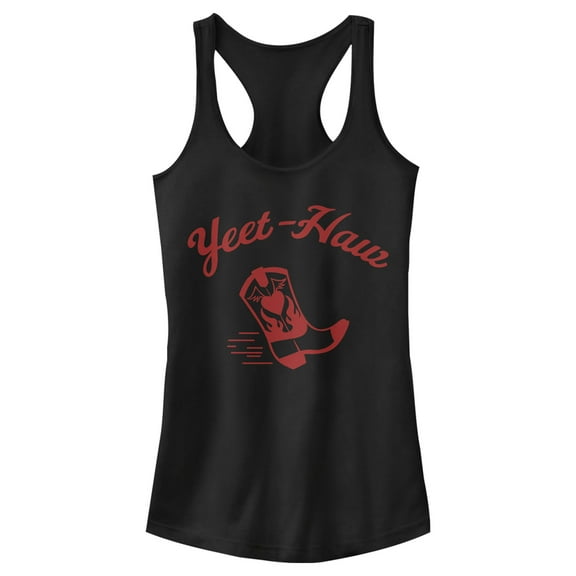 Junior's Lost Gods Yeet-Haw Boot Racerback Tank Top Black Small