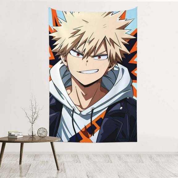 Katsuki Bakugo Tapestry Aesthetic Wall Hanging for Living Room Bedroom Art Tapestries Poster Blanket College Dorm Home Decor 60x40 Inch