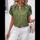 thumbnail image 4 of Tops Elegantes de Verano con Cuello en V y Corta para Mujer Verde M, 4 of 7