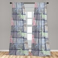 thumbnail image 2 of Floral Window Curtains, Minimalist Theme Sketch Drawing of Lily Pattern on Lattice Backdrop, Lightweight Decor 2-Panel Set with Rod Pocket, Pair of - 28"x63", Indigo Pale Grey and Blush, by Ambesonne, 2 of 3