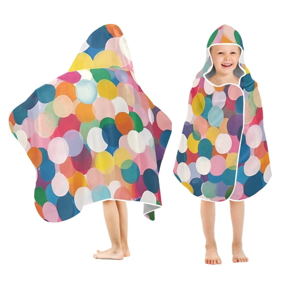 Yayeee Kids Hooded Towels Toddler Soft Absorbent Beach Bathing Wrap 50" x 23.5", Dark Colorful Circles