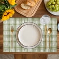 thumbnail image 4 of Sage Green Plaid Placemats Set of 12, Modern Art Checkered Farmhouse Placemats for Dining Table, Place Mats for Kitchen Tabletop, Waterproof Wipeable Dining Table Mats Set, 4 of 9