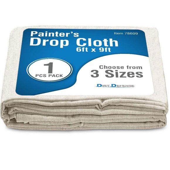 Lona de tela protectora DIRT DEFENSE, 6 pies x 9 pies, para material de arte
