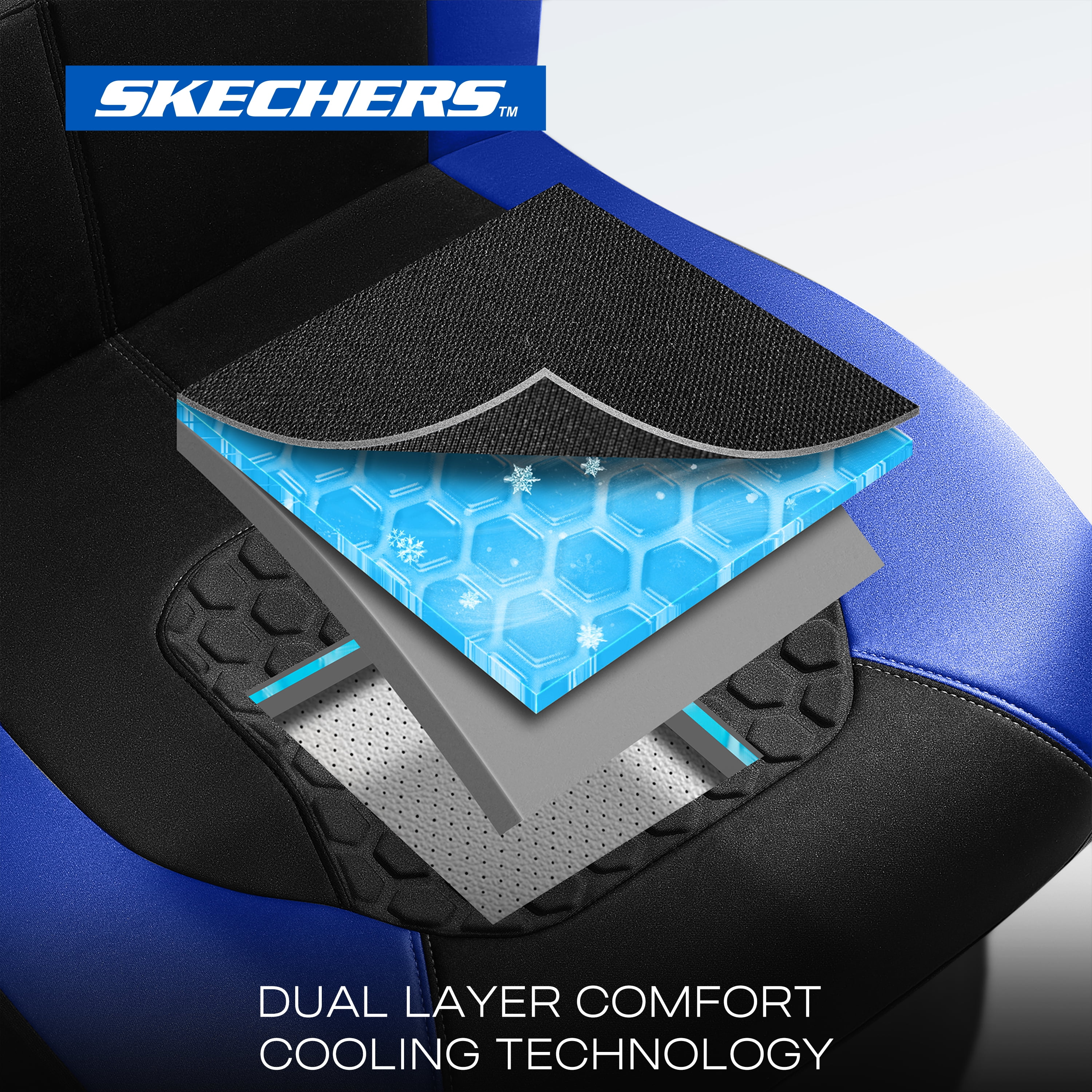 Skechers Gel Infused Car Seat Covers-Universal Fit, Blue 24MP12