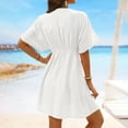 thumbnail image 5 of QIPOPIQ Robe Midi à Col en V pour Femme, Cache-Maillot, Manches Courtes, Dentelle, Été, Tenue de Plage, Décontractée, Cache-Maillots, Liquidation, 5 of 5